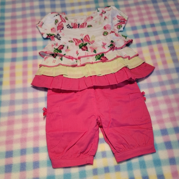 KOALA BABY ♡ 2pc Butterflies 'n LadybBugs Ruffled Top 'n Elastic Pocket Pants NB - Picture 5 of 17